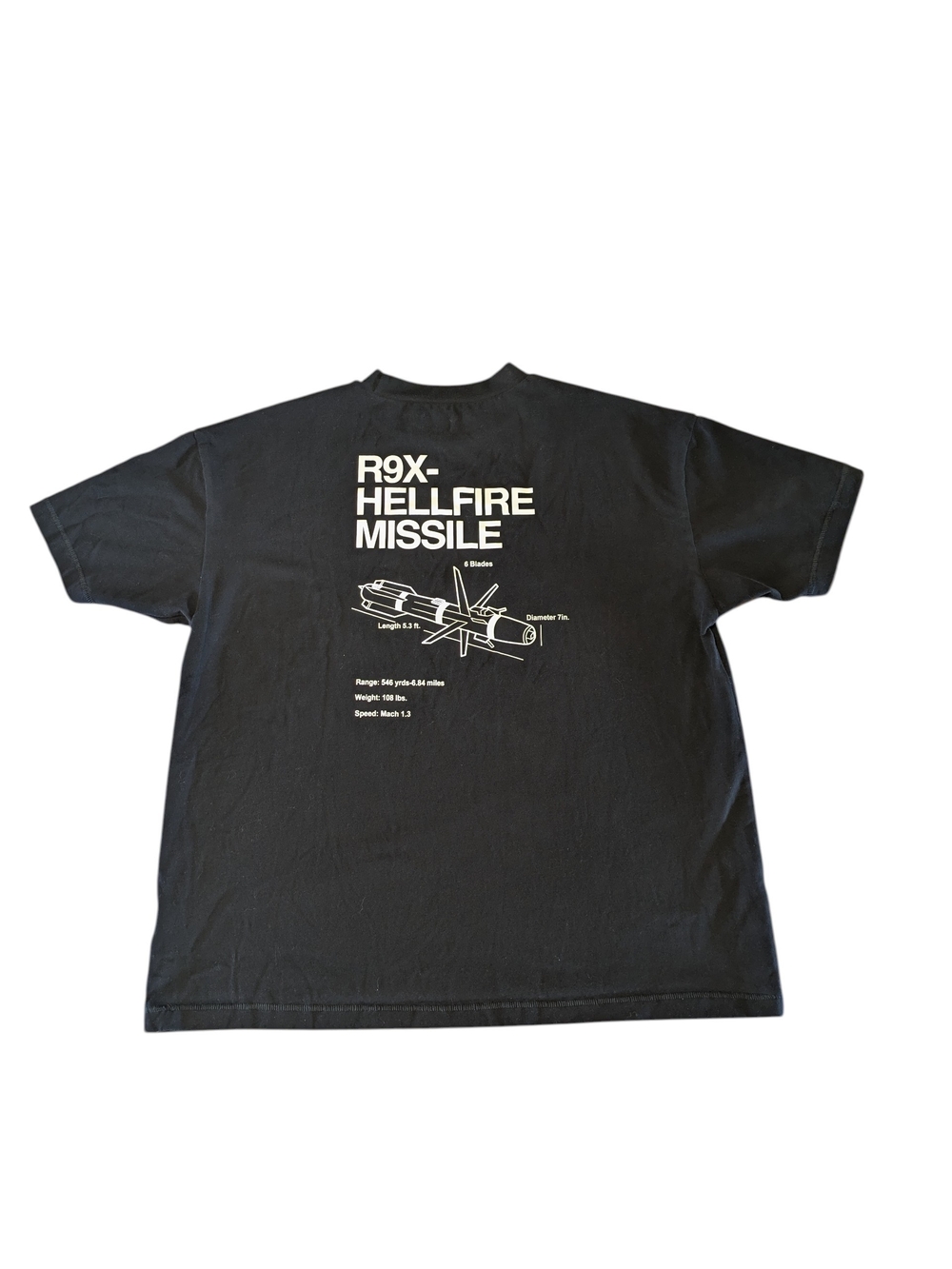 Black R9X Hellfire Missile Graphic Tee